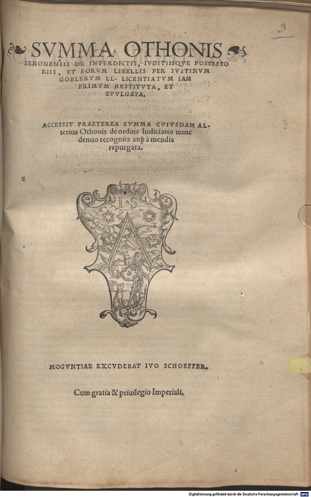 Otho: Summa Othonis Senonensis de interdictis iuditiisque possessoriis, et eorum libellis Moguntiae 1536 (2 J.rom.c. 24 m#Beibd.3)