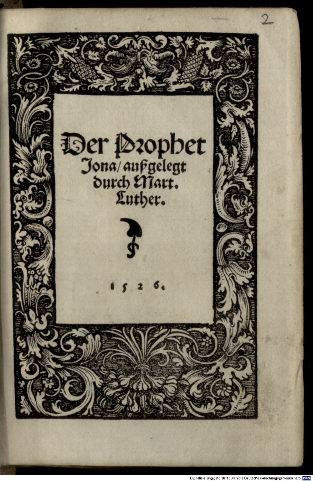 Jonas <Propheta>: Der Prophet Jona Straßburg 1526 (Hom. 1043#Beibd.2)