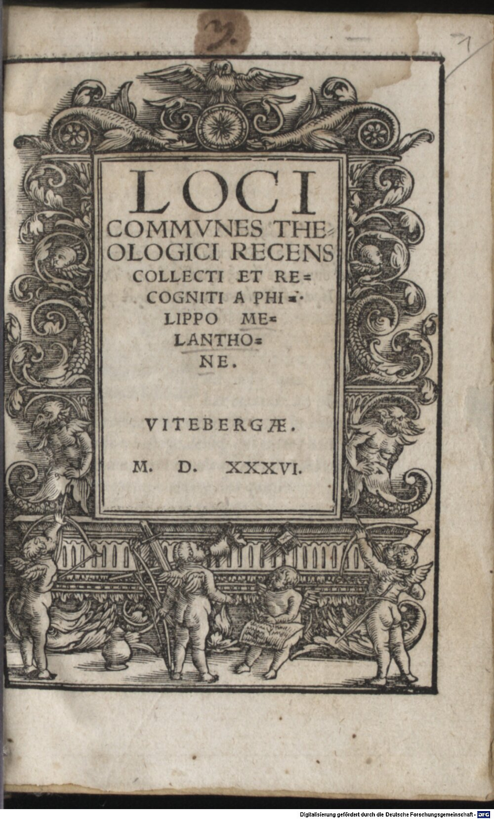 Melanchthon, Philipp: Loci communes theologici Vitebergae 1536 (Hom. 317#Beibd.1)