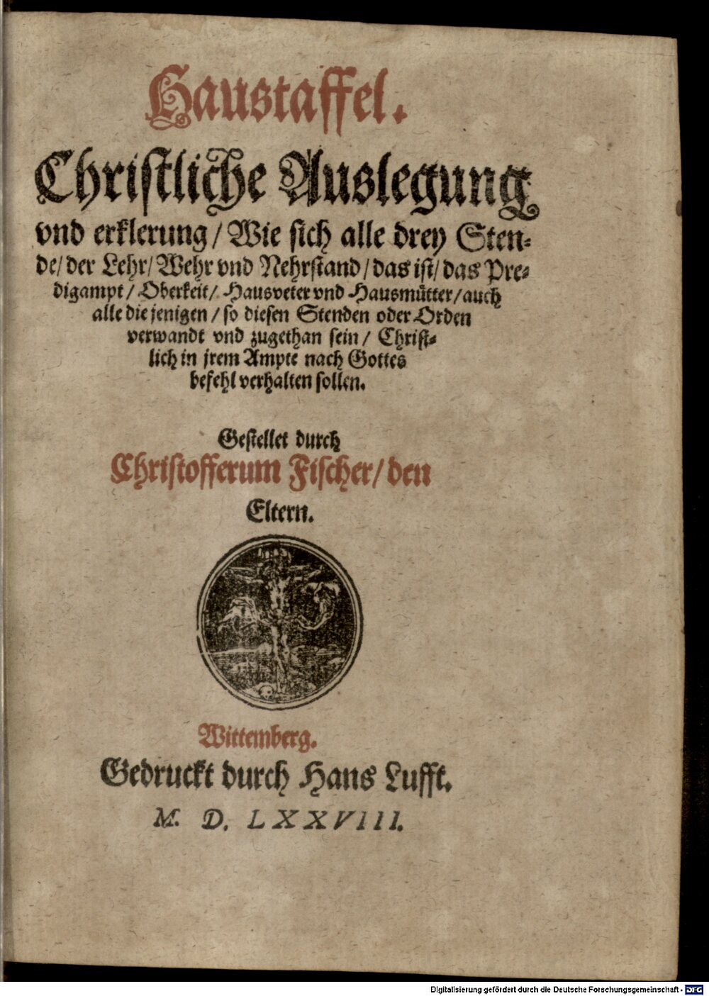 Vischer, Christoph: Haustaffel Wittemberg 1578 (Hom. 2097 d#Beibd.1)