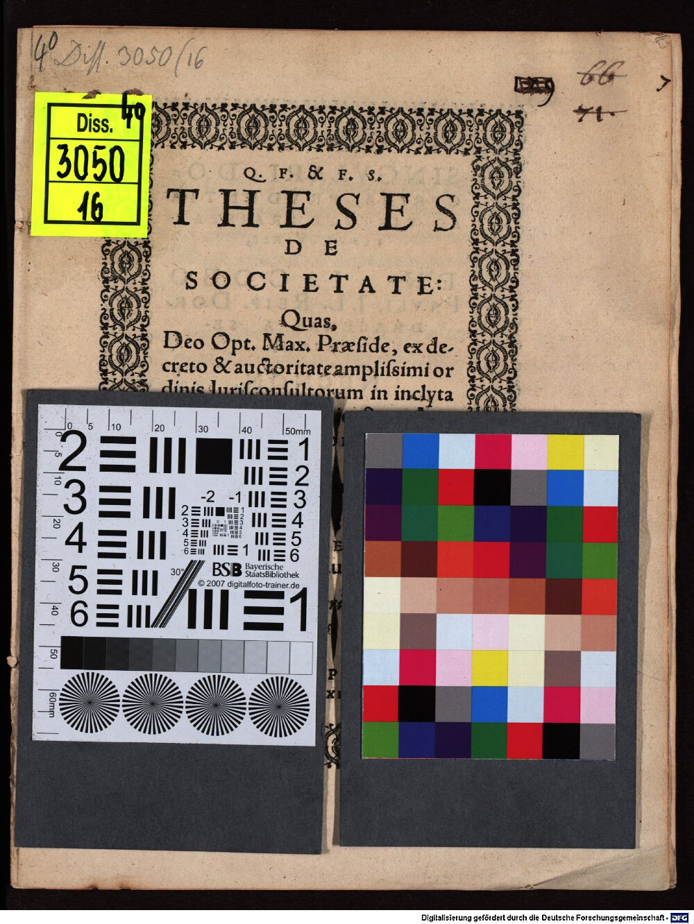 Biese, Herman: Theses de societate Basilea 1586 (4 Diss. 3050,16)