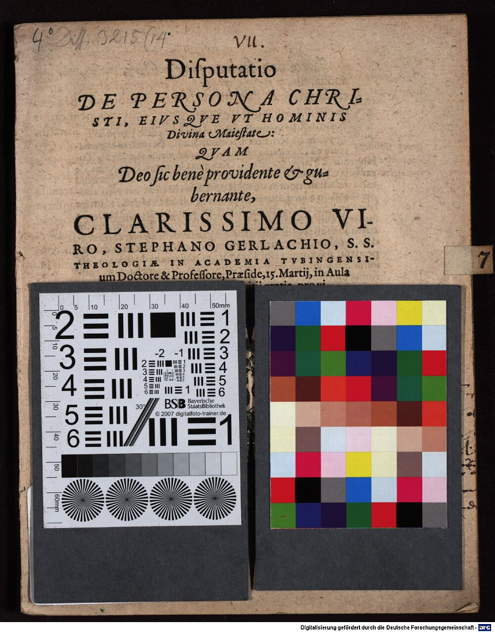 Gerlach, Stephan: Disputatio De Persona Christi, Eivsqve Vt Hominis Divina Maiestate Tubinga 1586 (4 Diss. 3215,14)