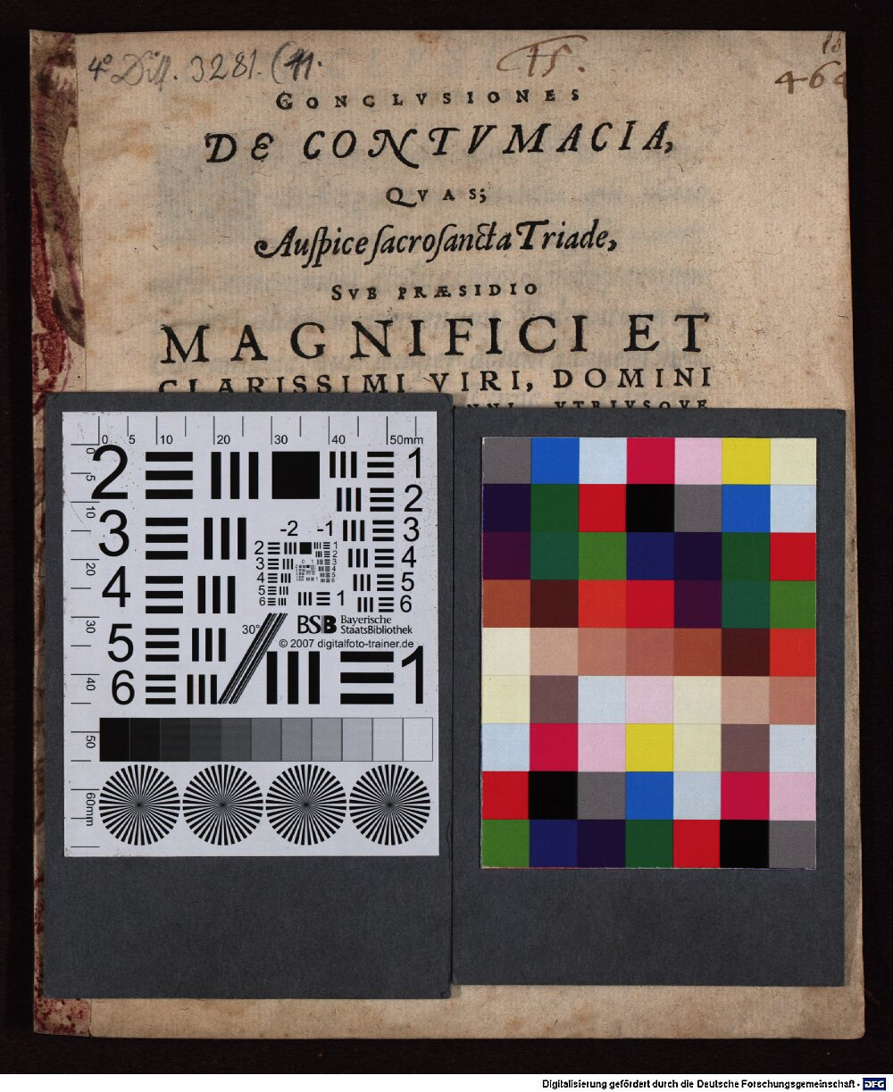 Hochmann, Johann: Conclusiones de contumacia Tubinga 1592 (4 Diss. 3281,11)