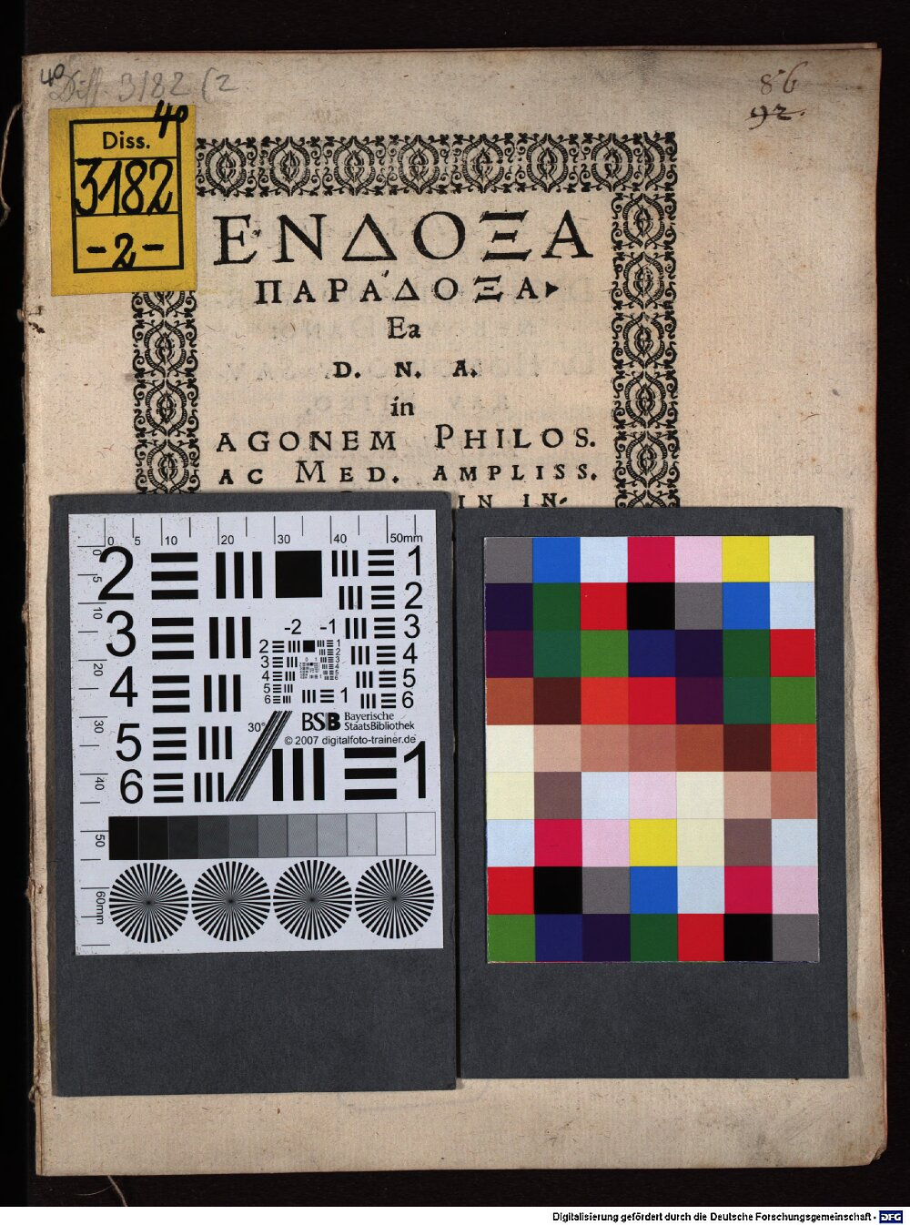 Finck, Thomas: Endoxa paradoxa Basilea 1587 (4 Diss. 3182,2)