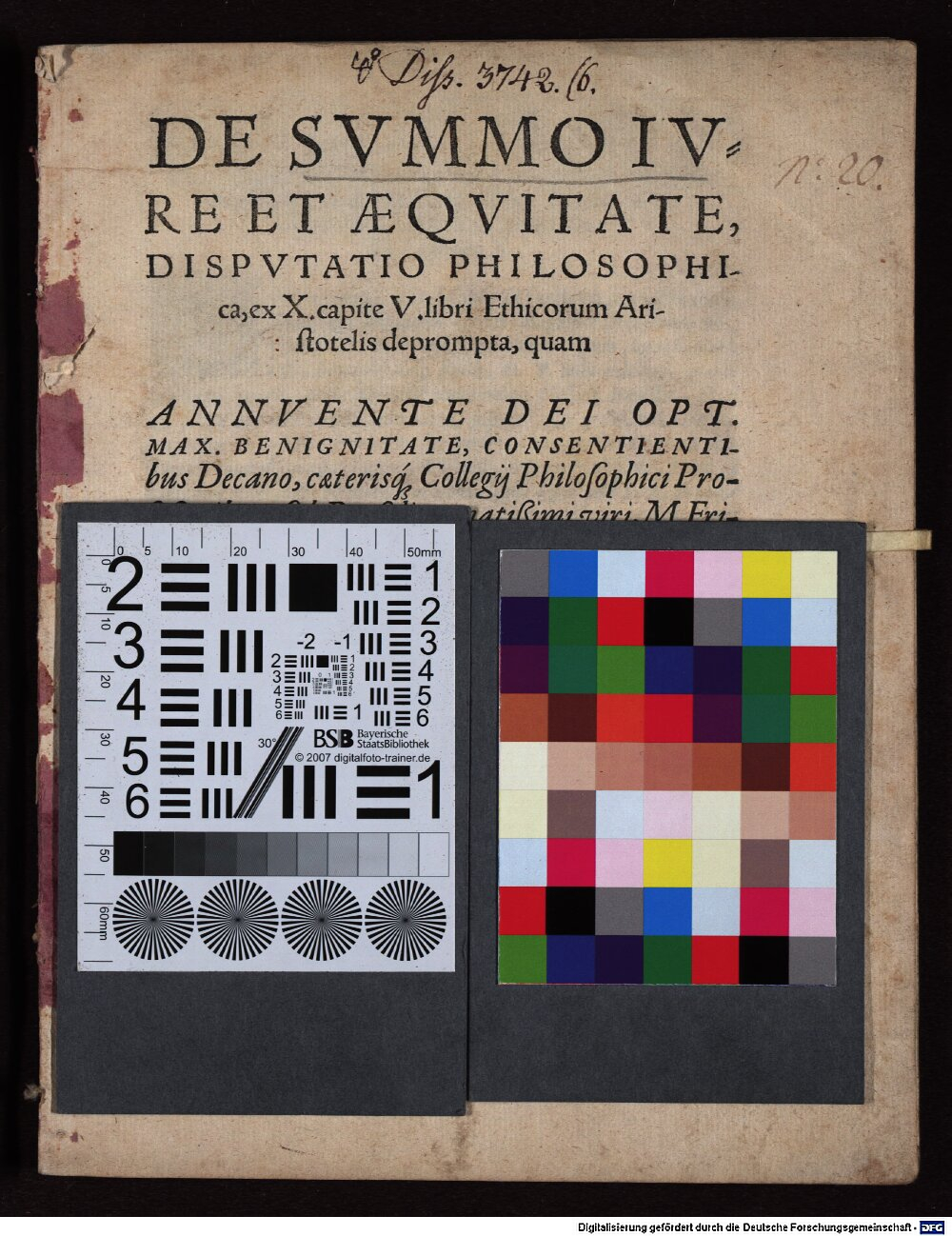 Martini, Friedrich: De Svmmo Ivre Et Aeqvitate, Dispvtatio Philosophicae Ingolstadii 1576 (4 Diss. 3742,6)