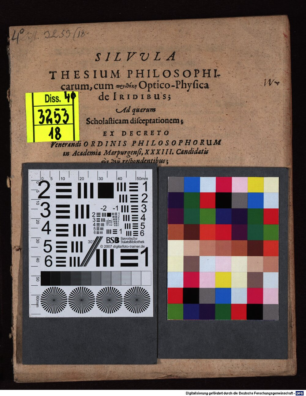 Hartmann, Johann: Silvula thesium philosophicarum Marpurgum 1594 (4 Diss. 3253,18)