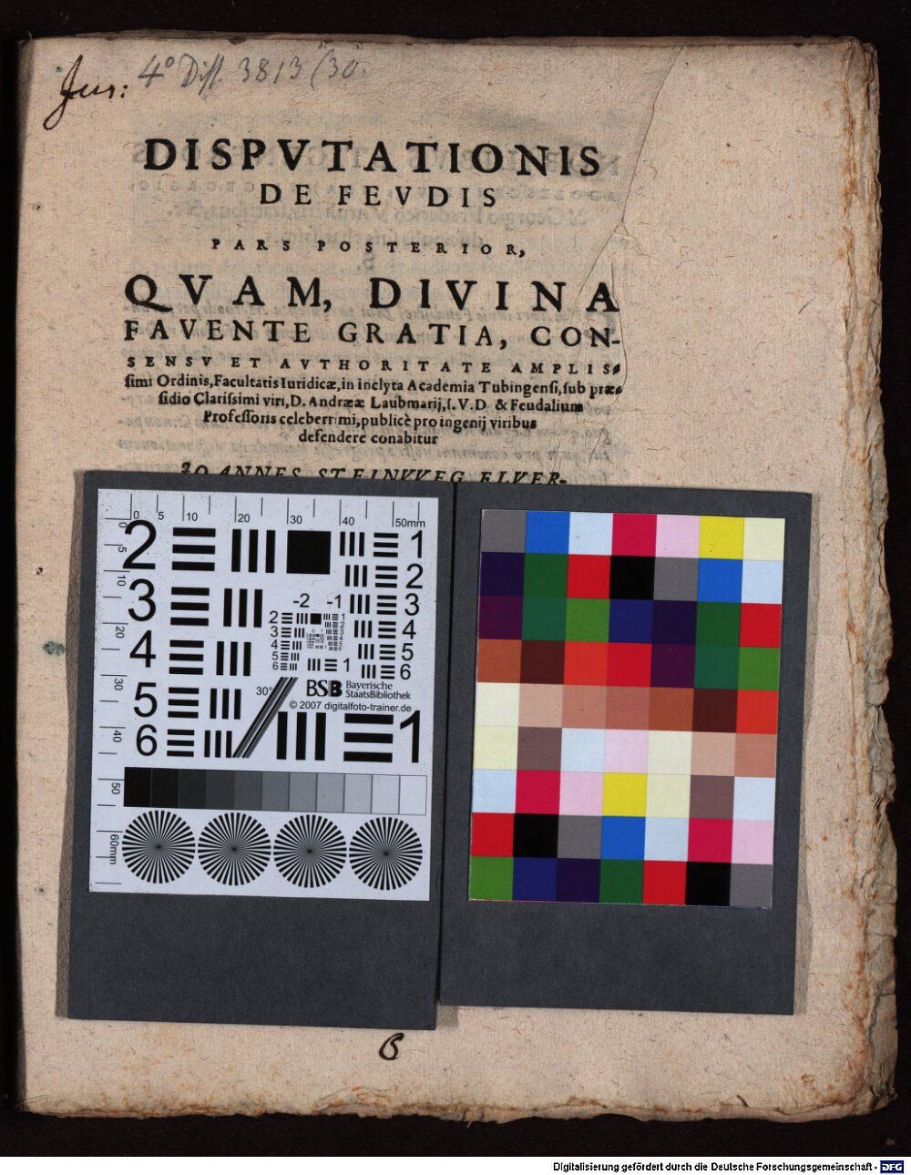 Laubmair, Andreas: Disputationis de feudis Tubingae 1583 (4 Diss. 3813,30)