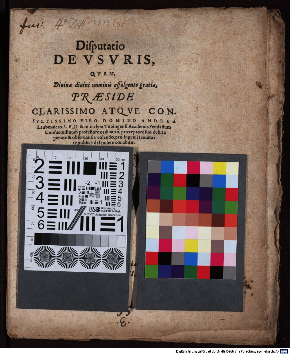 Laubmair, Andreas: Disp. de usuris Tubingae 1583 (4 Diss. 3813,32)