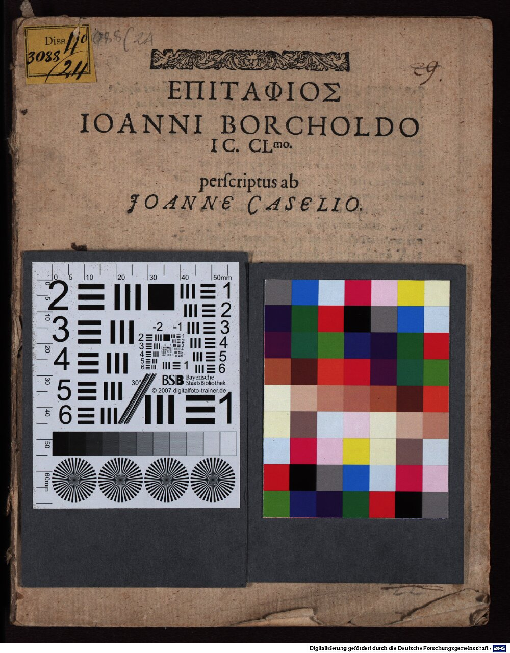 Caselius, Johannes: Epitaphios Ioanni Borcholdo ... Helmaestadii 1594 (4 Diss. 3088,24)