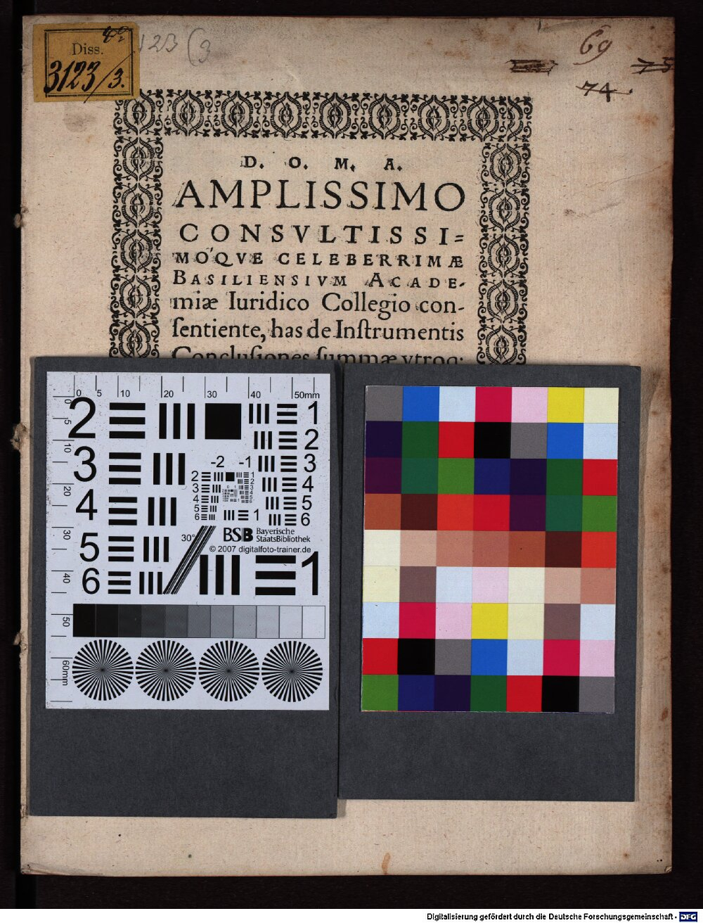 Dalner, Andreas: De instrumentis conclusiones Basileae 1586 (4 Diss. 3123,3)