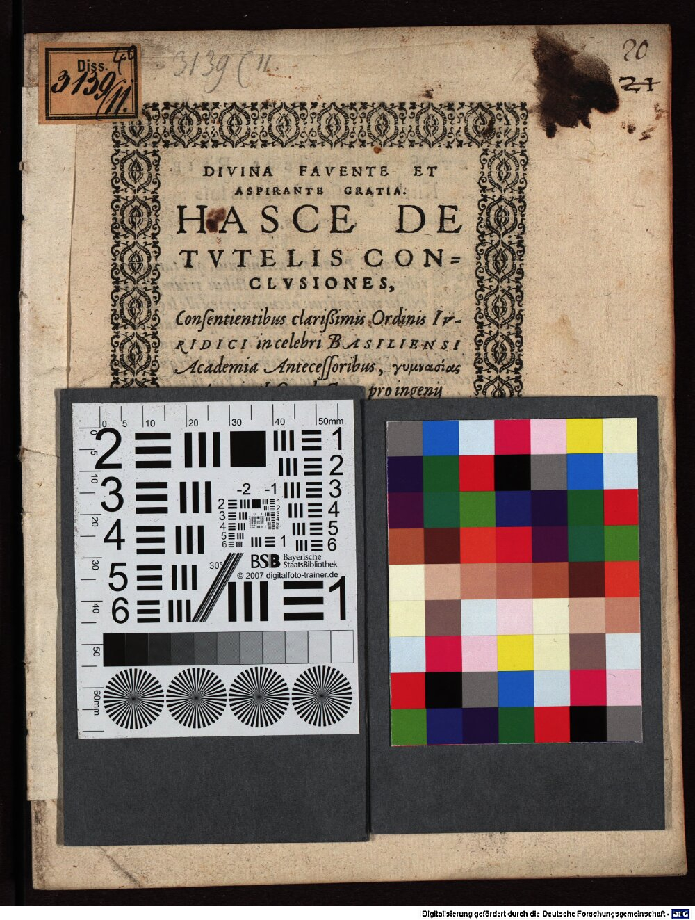 Dobner, Sebastian: Hasce de tutelis conclusiones Basileae 1584 (4 Diss. 3139,11)