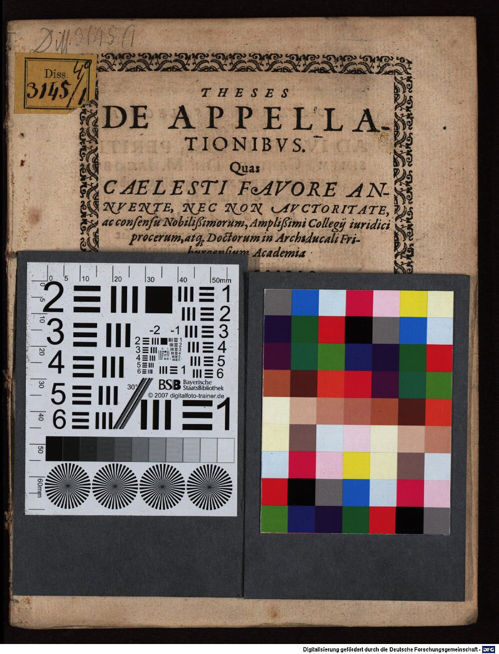 Tucher, Johann Heinrich: Theses de appellationibus Friburgi Brisgoiae 1594 (4 Diss. 3145,1)