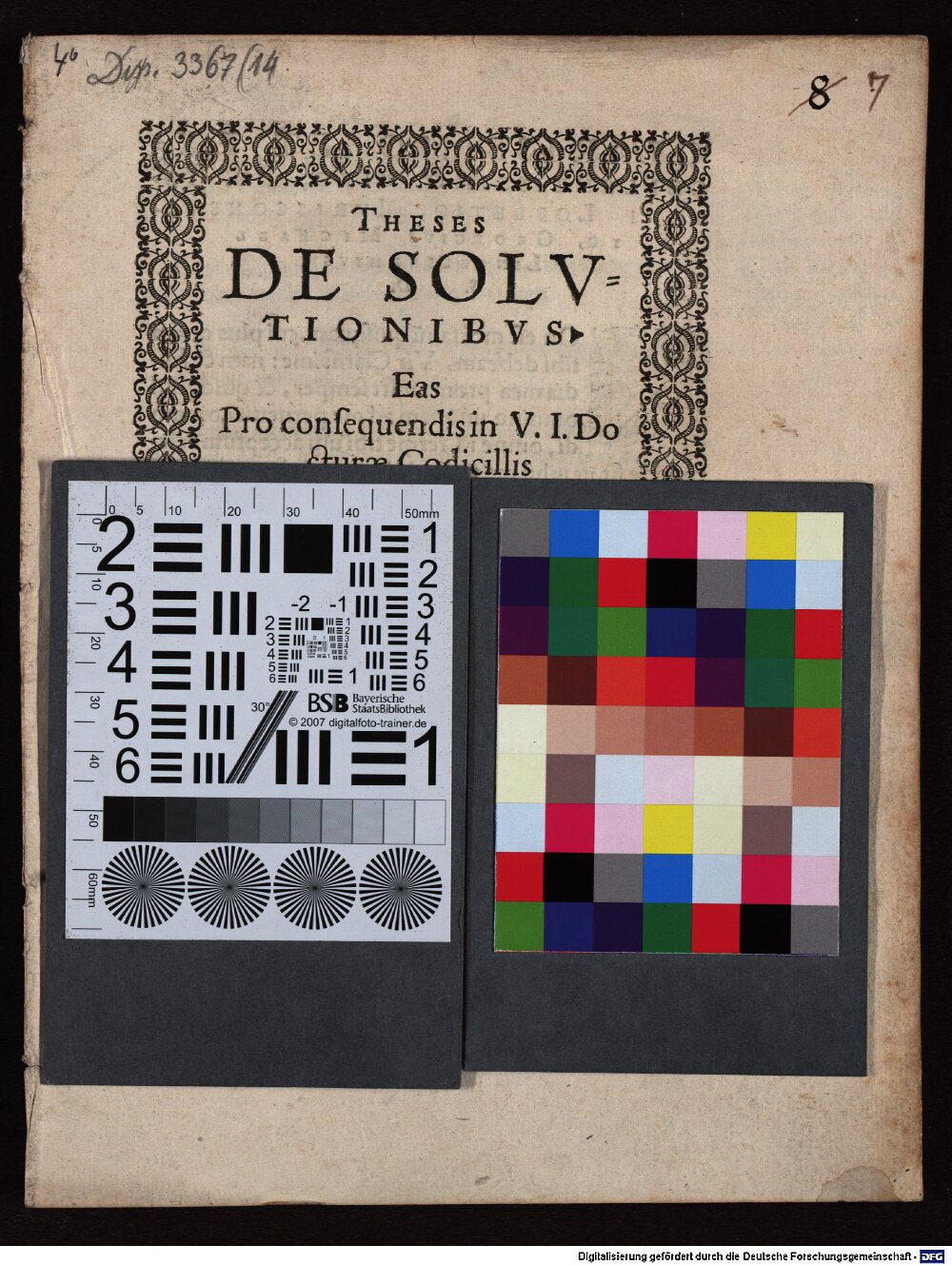 Lingelsheim, Georg Michael: Theses de solutionibus Basileae 1583 (4 Diss. 3367,14)