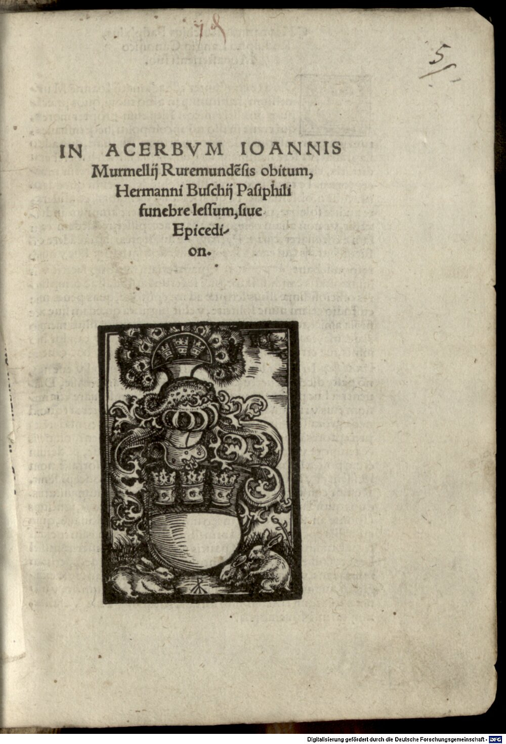 Busche, Hermann von dem: In acerbum Joh. Murmelii ... obitum ... funebre lessum Colonia 1517 (4 A.lat.b. 312#Beibd.6)