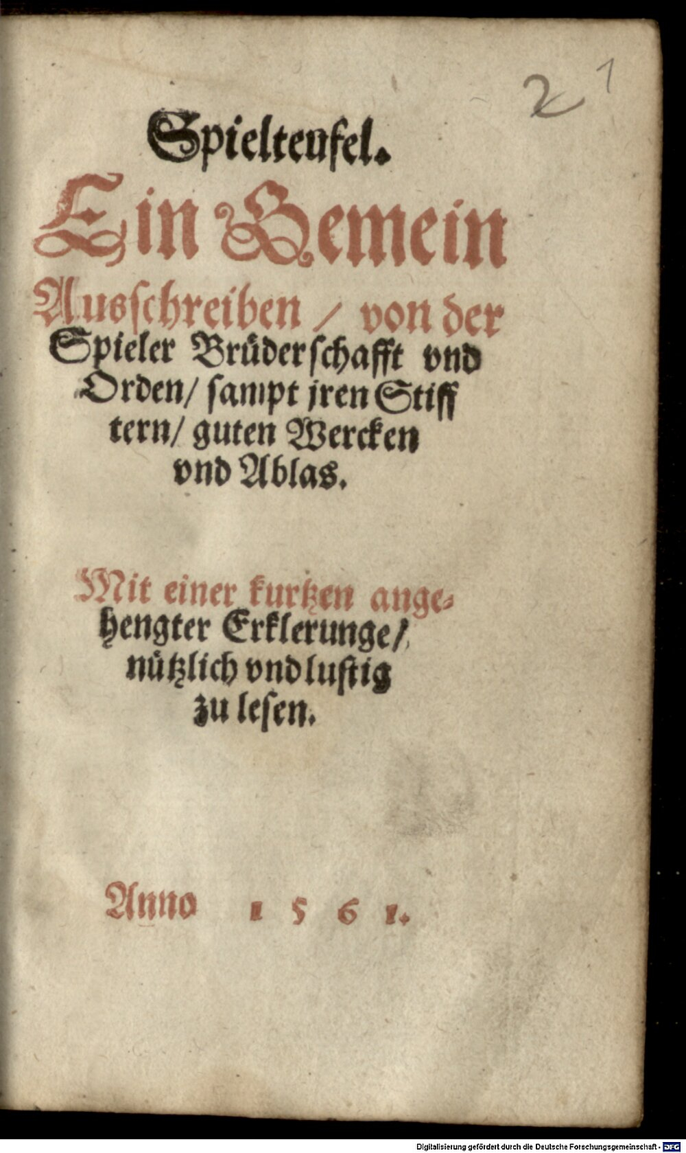 Schildo, Eustachius: Spielteufel Ursel 1561 (Asc. 4313#Beibd.1)