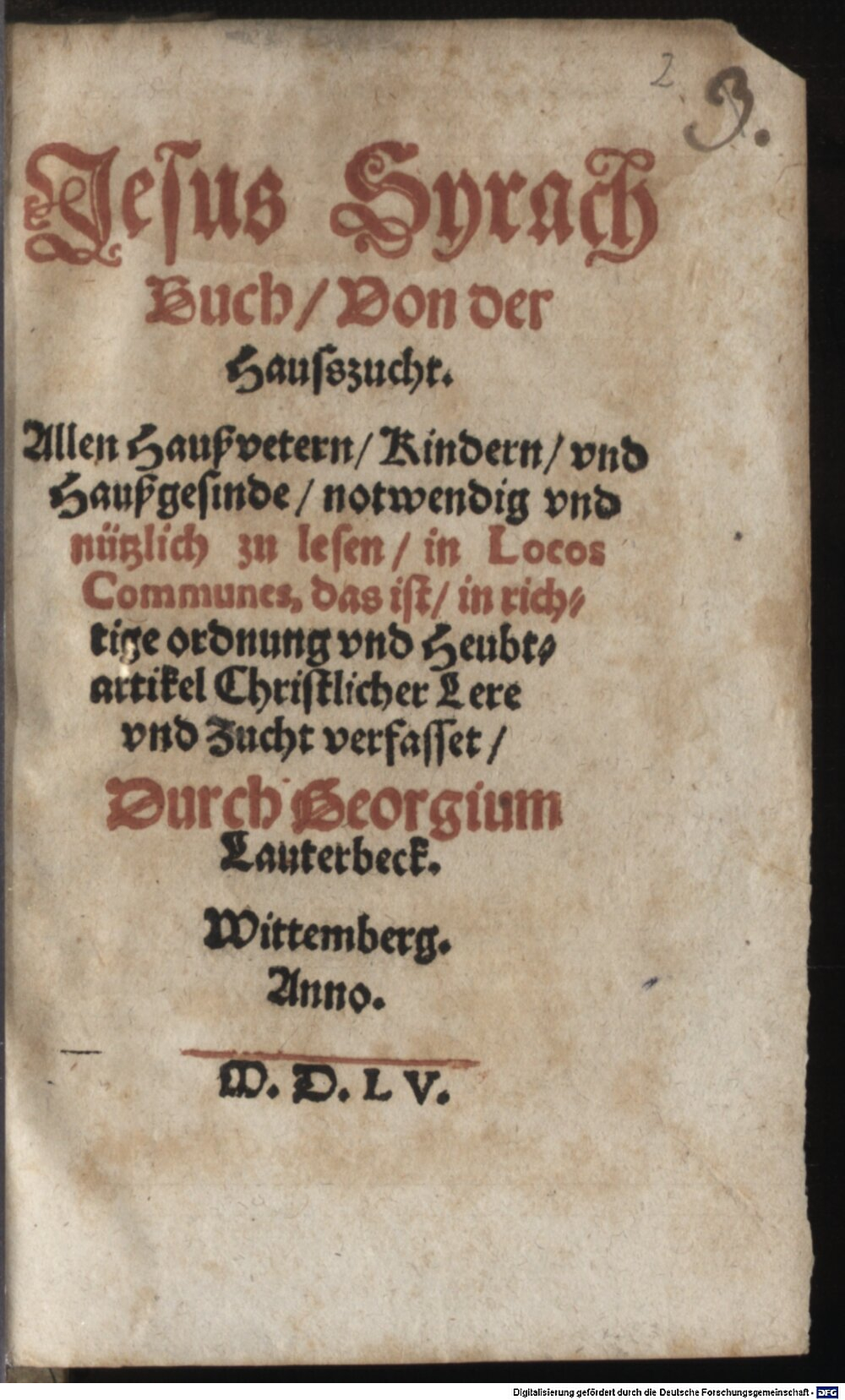 : Buch von der Hauszucht ... Wittenberga 1555 (Exeg. 219#Beibd.2)