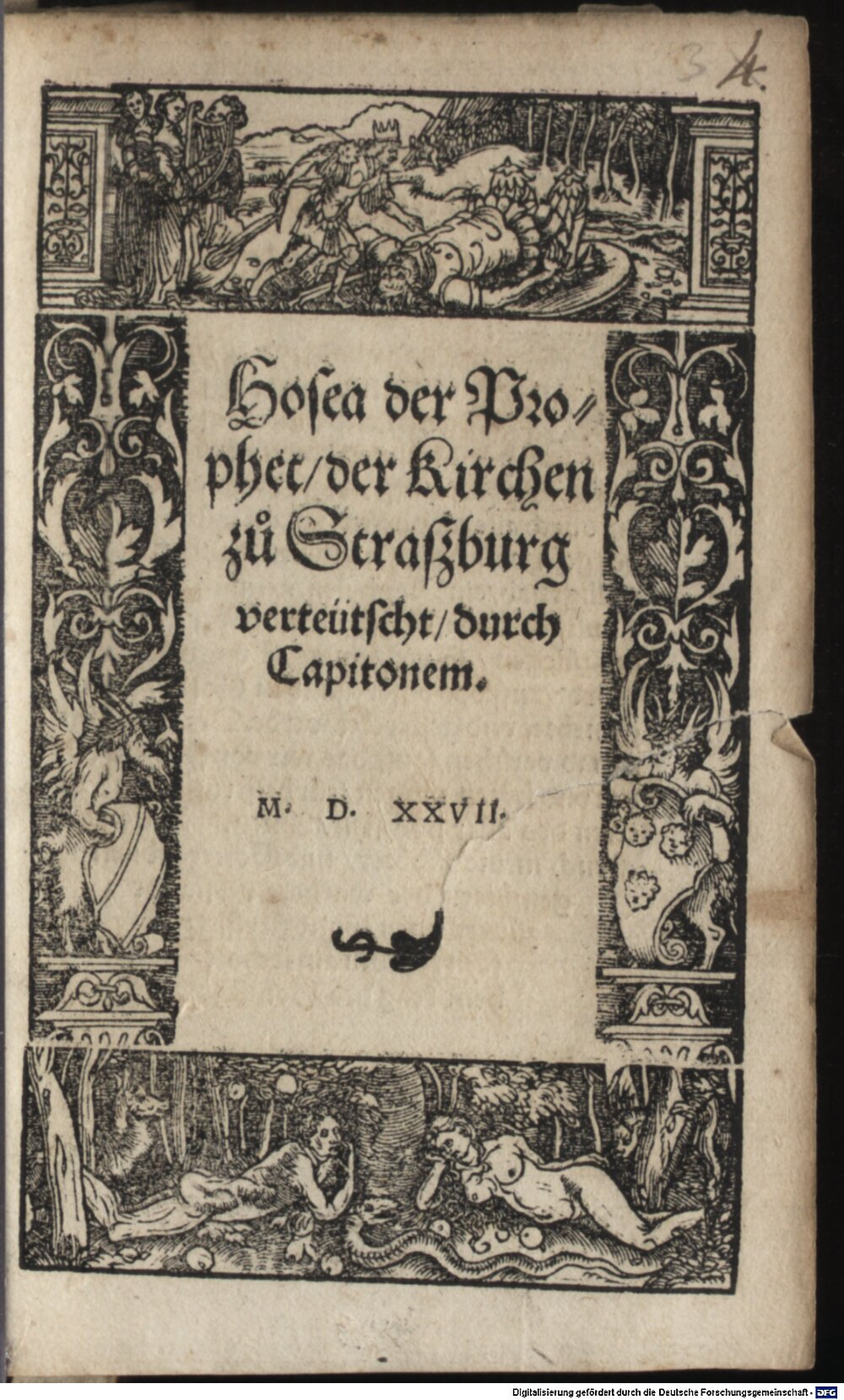 Oseas <Propheta>: Hosea der Prophet der Kirchen zu Straszburg Straszburg 1527 (Exeg. 219#Beibd.3)