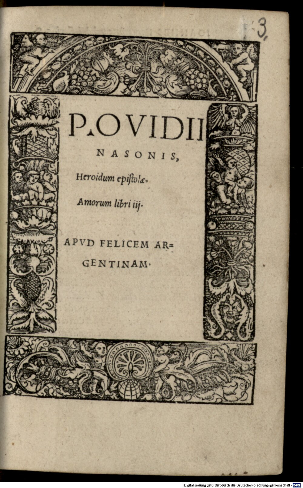 Ovidius Naso, Publius: Heroidum epistolae. Amorum libri tres Argentoratum 1522 (Epist. 259 g#Beibd.3)