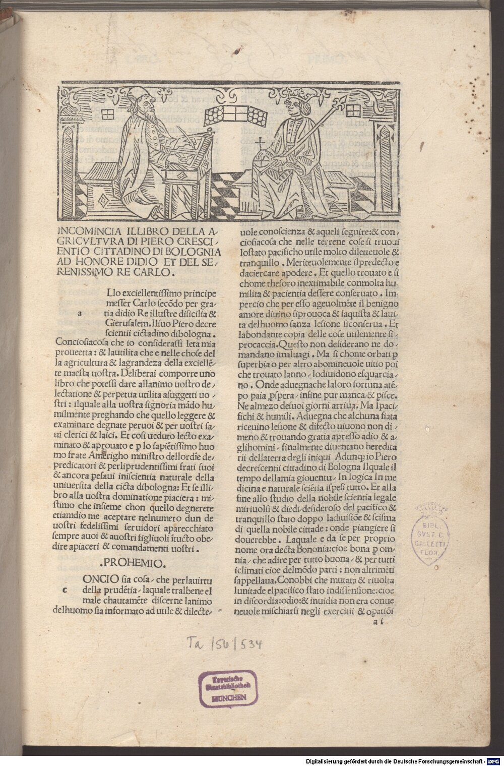 ˜Ilœ libro della agricultura :gewidmet Karl II. von Anjou, König von Neapel