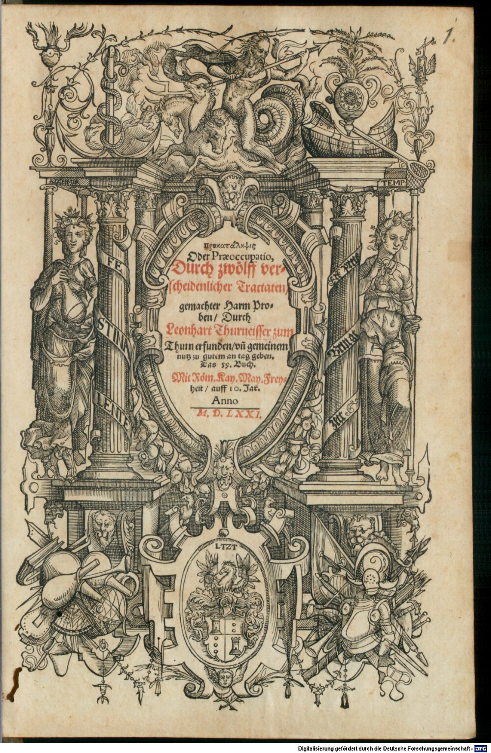 Thurneysser zum Thurn, Leonhardt: Prokatal?psis oder Praeoccupatio Franckfurt an der Oder 1571 (Rar. 2310#Beibd.1)