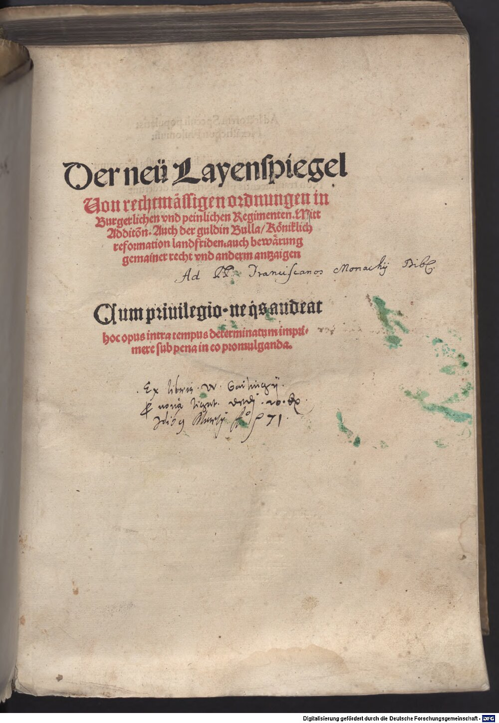 Tengler, Ulrich: Der neü Layenspiegel Augspurg 1511 (Res/2 J.pract. 76 a)