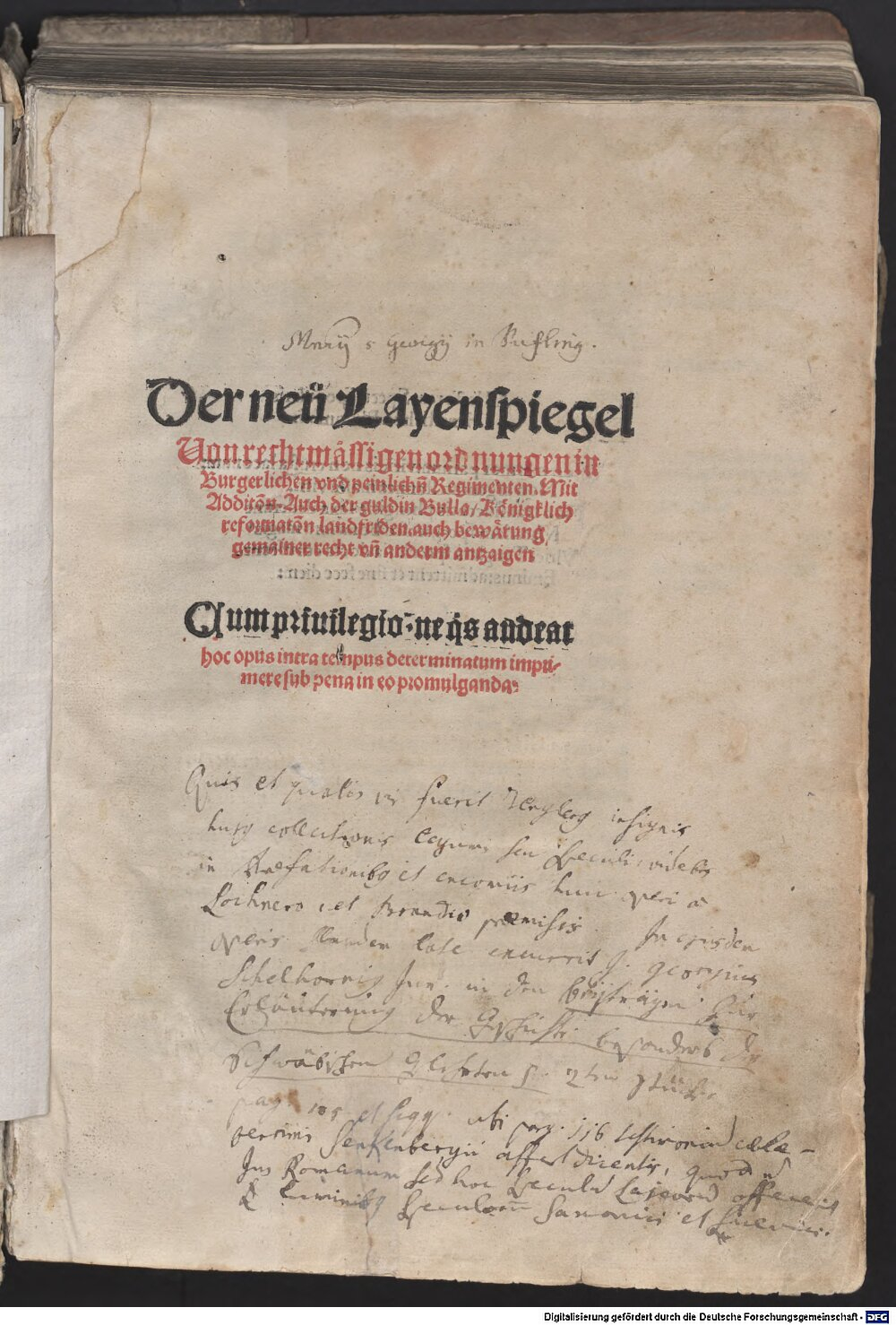 Tengler, Ulrich: Der neü Layenspiegel Augspurg 1511 (Res/2 J.pract. 76)