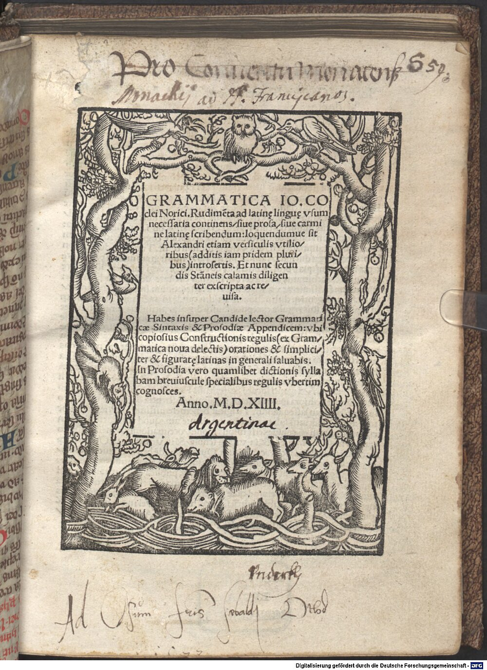 Cochlaeus, Johannes: Grammatica Io. Coclei Norici Argentoraci 1514 (4 L.lat. 101)