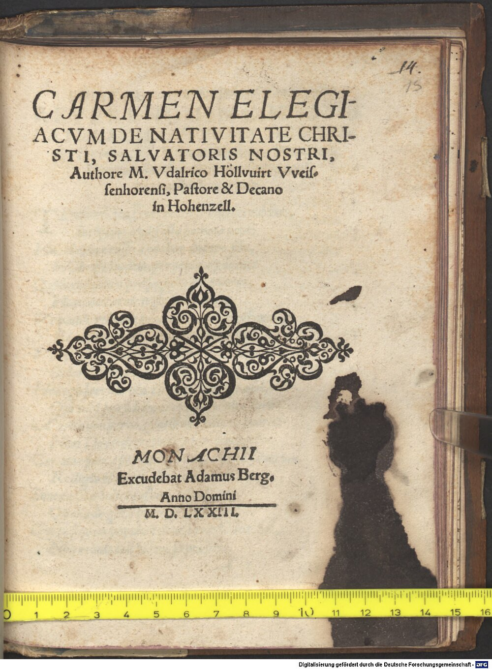 Hoelwirt, Ulrich: Carmen Elegiacvm De Nativitate Christi, Salvatoris Nostri Monachii 1573 (Res/4 Liturg. 484#Beibd.13)