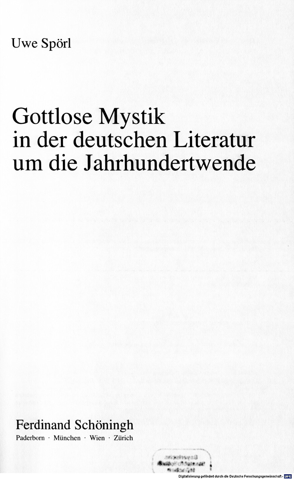 Gottlose Mystik in der deutschen Literatur um die Jahrhundertwende