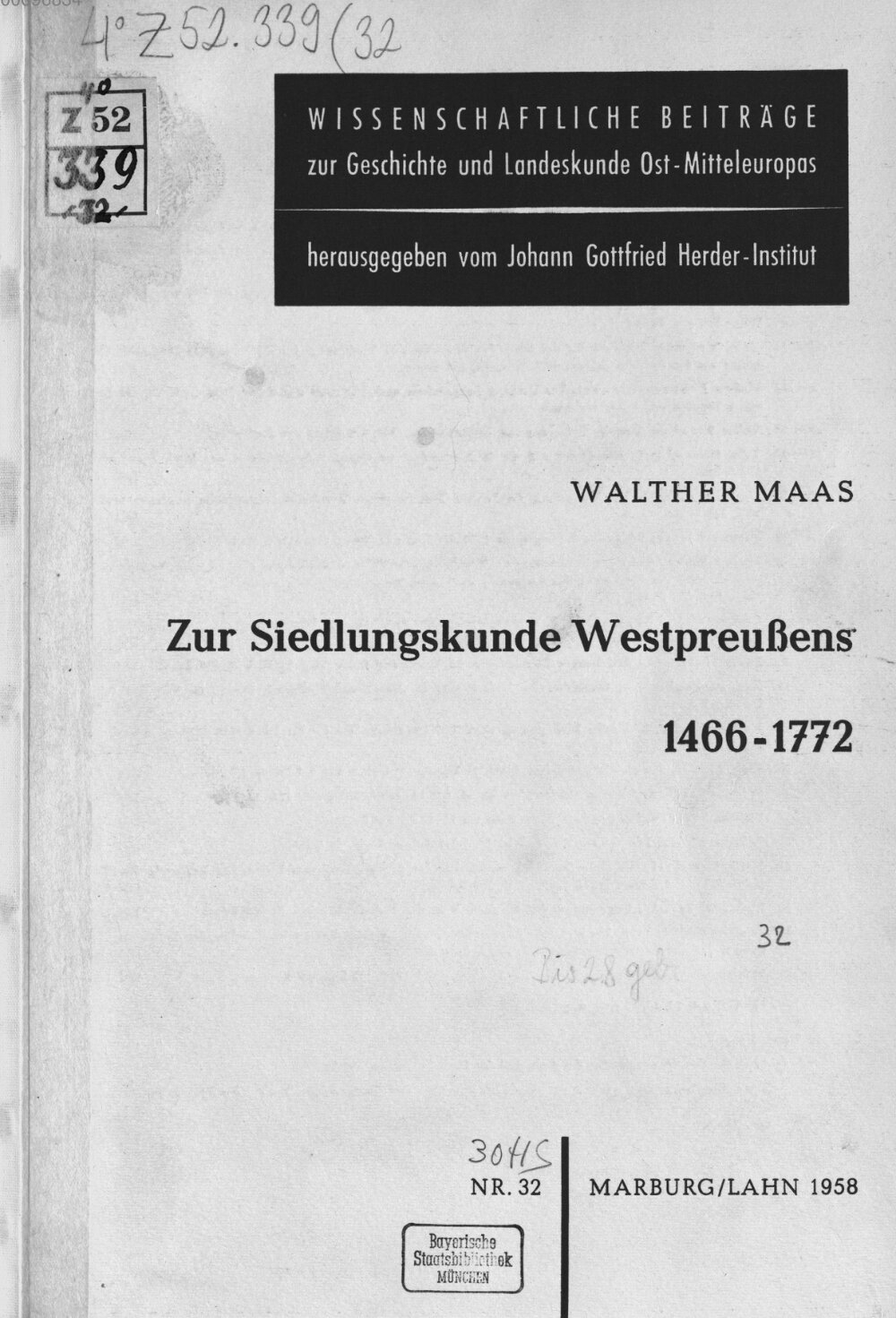 Zur Siedlungskunde Westpreußens :1466 - 1772