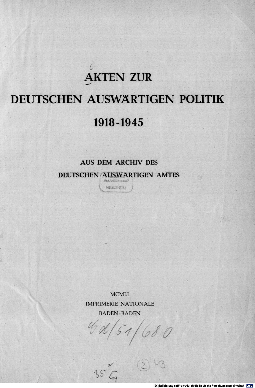 Akten zur deutschen auswärtigen Politik (1951) - Bayerische ...