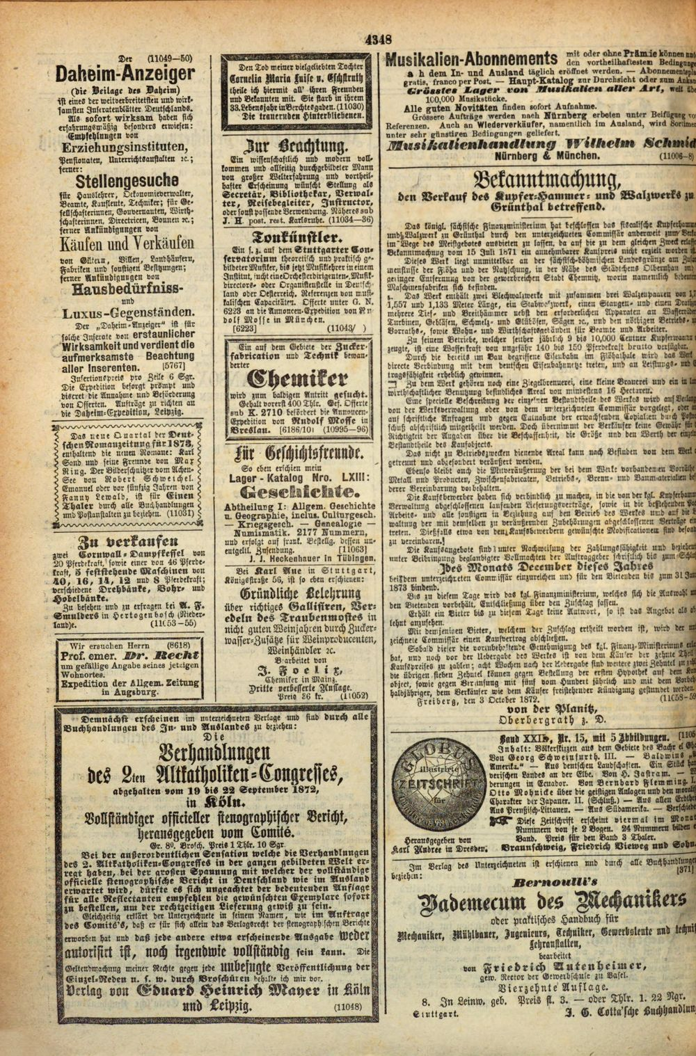 Allgemeine Zeitung 1872 Bayerische Staatsbibliothek